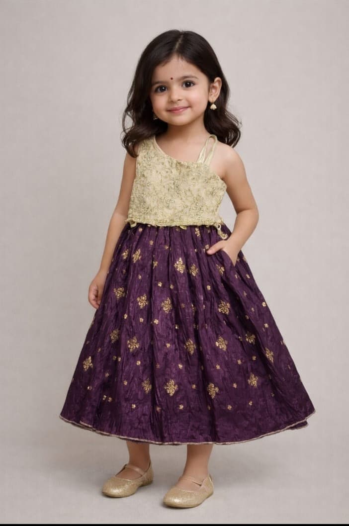 Royal Amethyst – Kids' Two-Tone Embroidered Formal Gown