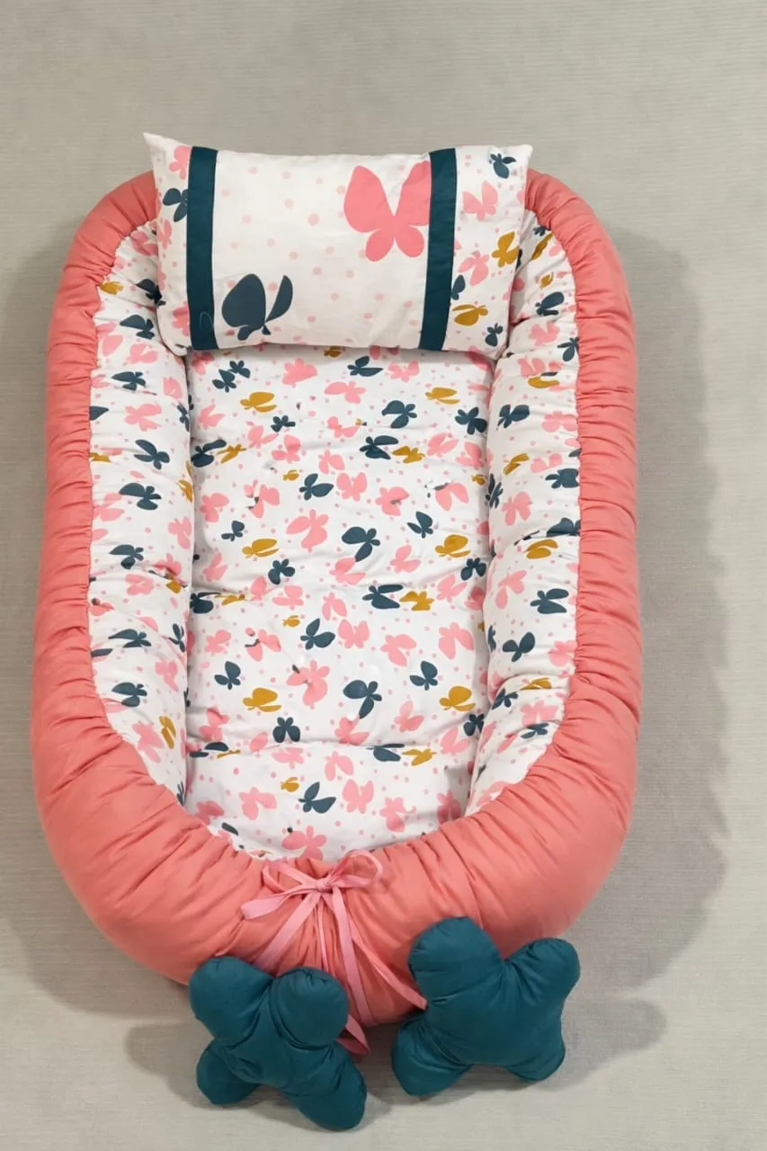 Butterfly Meadow – 4-Piece Padded Baby Nest & Pillow Set
